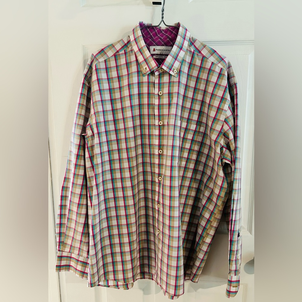 Frederick Martin Men's Multicolor Plaid Dress Shirt